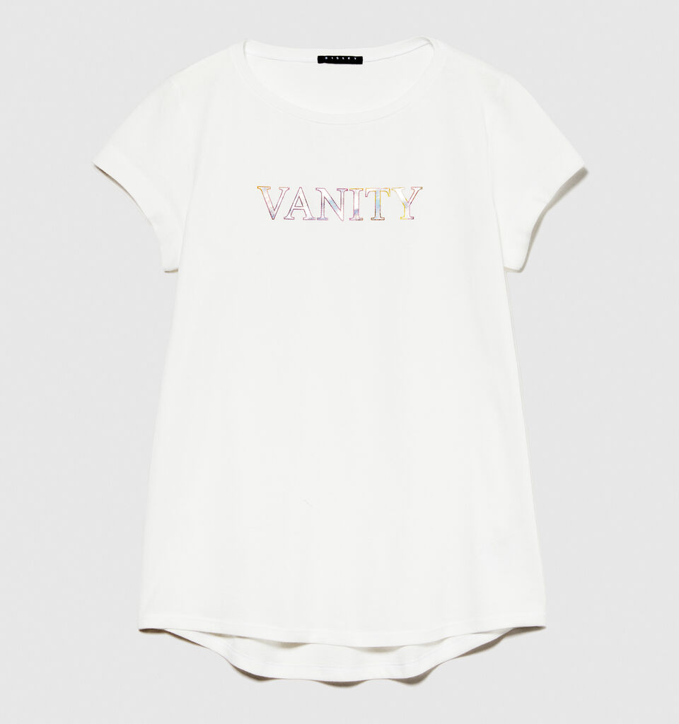 T-shirt with glossy print - women's short sleeve t-shirts - White | Sisley image number 6